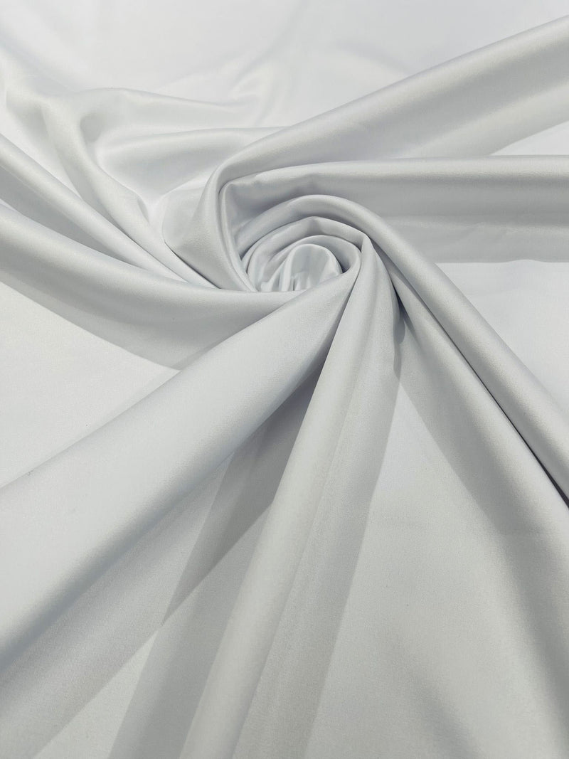 Off White Solid Matte Stretch L'Amour Satin Fabric 95% Polyester 5% Spandex/58" Wide/ By The Yard