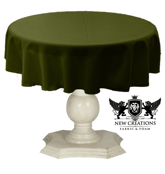 Tablecloth Solid Dull Bridal Satin Overlay for Small Coffee Table Seamless. Olive Green