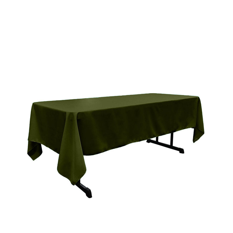 Olive Green Rectangular Polyester Poplin Tablecloth