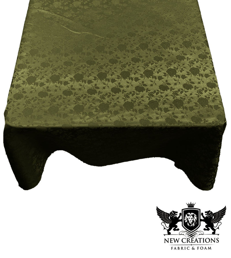 SQUARE TABLECLOTH ROSES JACQUARD SATIN (58" Inches x 58" Inches)