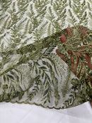 Feather and Vine Beaded Lace Fabric, by The Yard