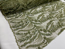 Feather and Vine Beaded Lace Fabric, by The Yard