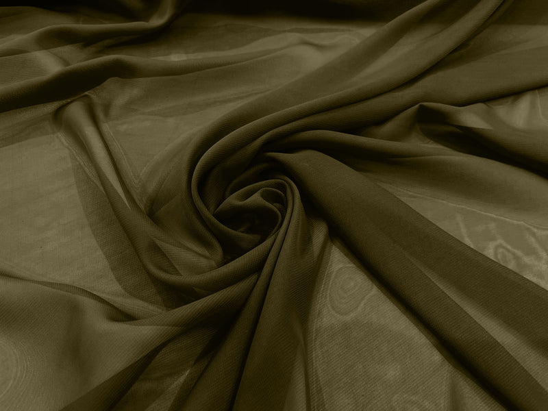 Olive Green 58" Wide 100% Polyester Soft Light Weight, See Through Chiffon Fabric ByTheYard.