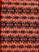 Power Mesh with Black Flocking Flames and Red Glitter Fabric-60” Wide-Hot Rod.