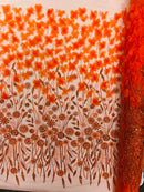 Luxury 3D Floral/Butterfly Beaded lace, by The Yard.