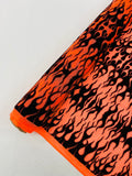 Power Mesh with Black Flocking Flames and Red Glitter Fabric-60” Wide-Hot Rod.