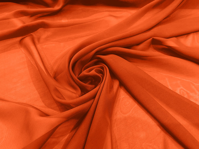 Orange 58" Wide 100% Polyester Soft Light Weight, See Through Chiffon Fabric ByTheYard.