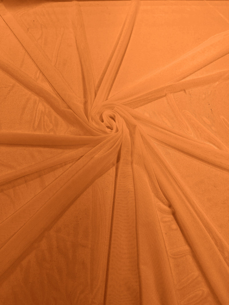Orange 60" Wide Solid Stretch Power Mesh Fabric Spandex/ Sheer See-Though/Sold By The Yard.