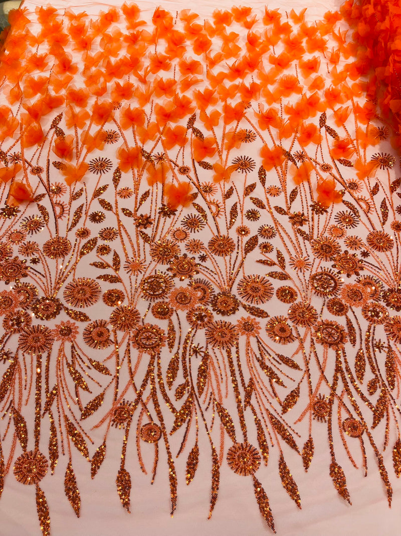 Luxury 3D Floral/Butterfly Beaded lace, by The Yard.