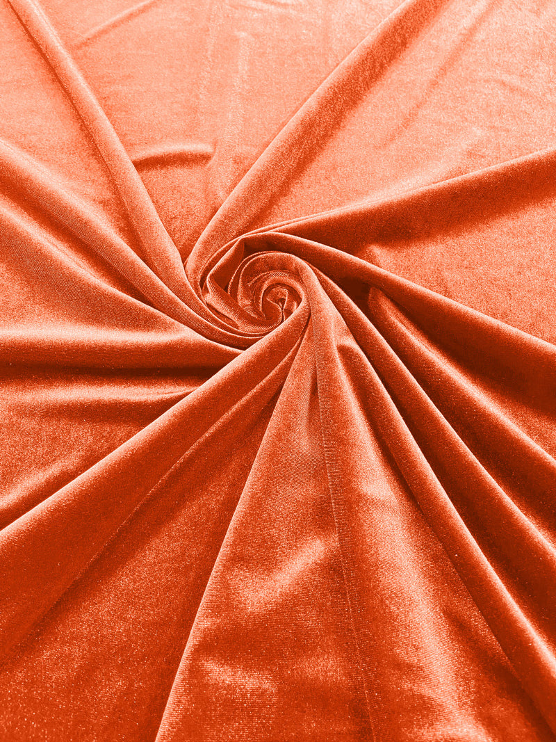 Orange Solid Stretch Velvet Fabric  58/59" Wide 90% Polyester/10% Spandex By The Yard.