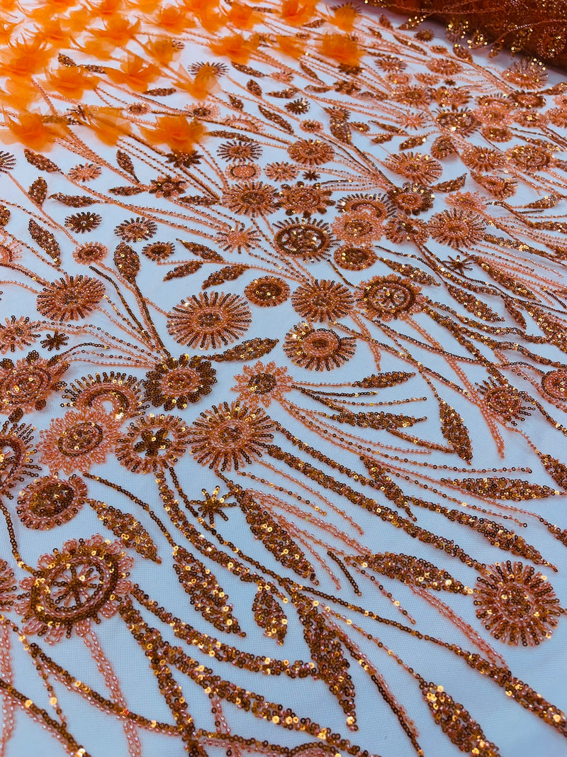 Luxury 3D Floral/Butterfly Beaded lace, by The Yard.