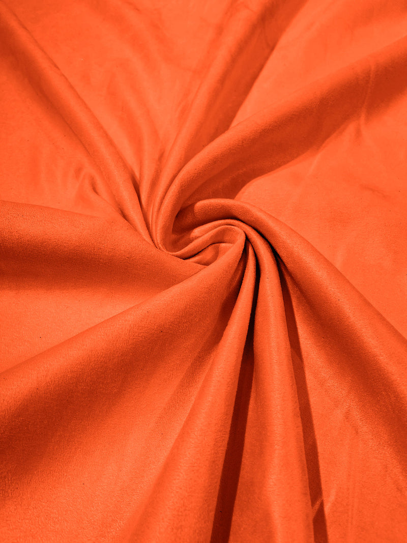 Orange Faux Suede Polyester Fabric | Microsuede | 58" Wide.