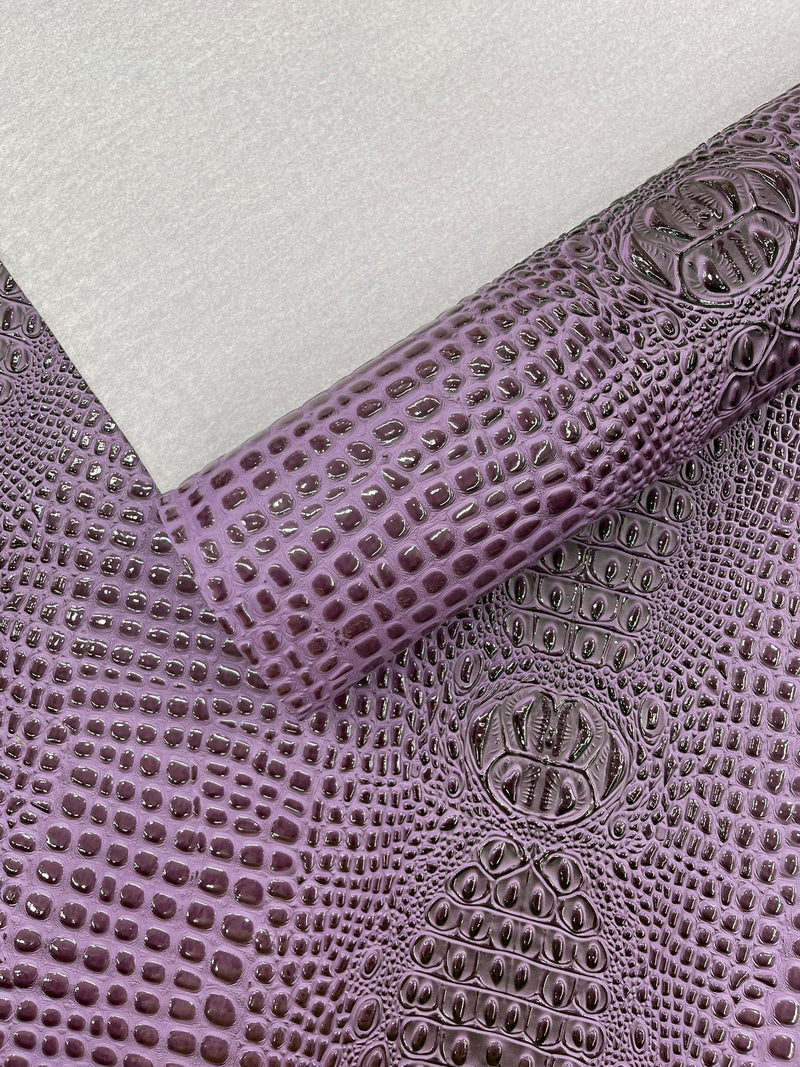 Glossy Two Tone Gator Fake Leather Upholstery, 3D Crocodile Skin Texture Faux Leather PVC Vinyl, 54" Wide