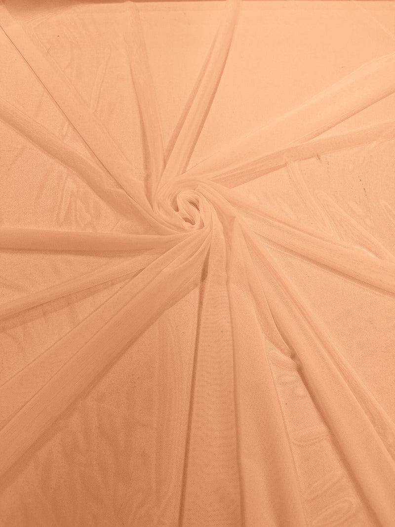 Peach 60" Wide Solid Stretch Power Mesh Fabric Spandex/ Sheer See-Though/Sold By The Yard.