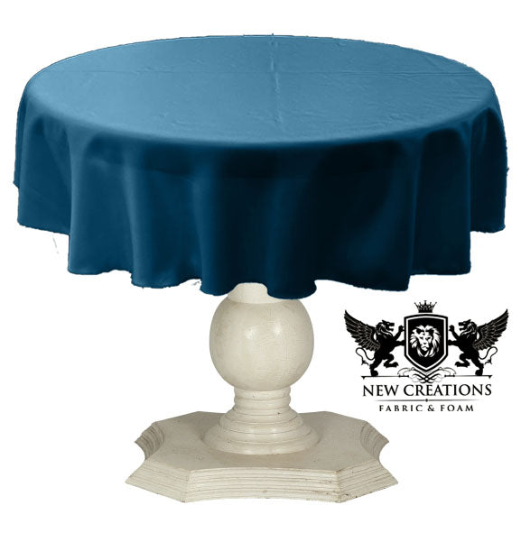 Tablecloth Solid Dull Bridal Satin Overlay for Small Coffee Table Seamless. Peacock Blue