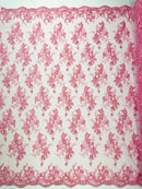 GORGEUS BEADED LACE ON MESH FABRIC (By The Yard)