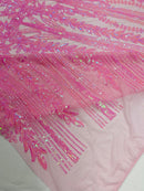 Damask design with sequins embroider on a 4 way stretch mesh fabric (By The Yard)