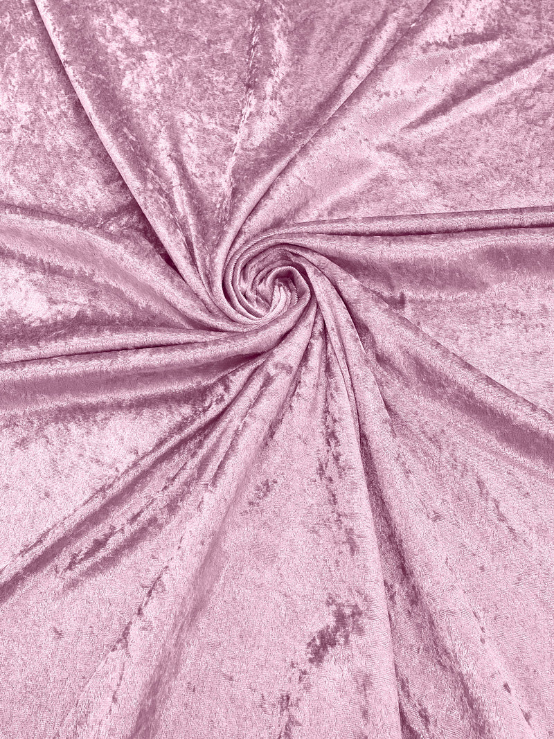 Pink Crushed Stretch Panne Velvet Velour Fabric, 59/60" Wide, Sold By The Yard.