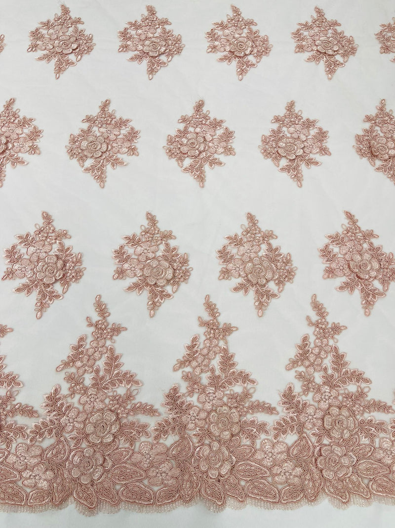 CORDED LACE 3D FLORAL (by the yard)