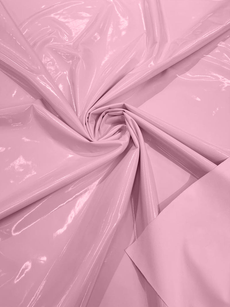 Pink - Spandex Shiny Vinyl Fabric (Latex Stretch) - Sold By The Yard