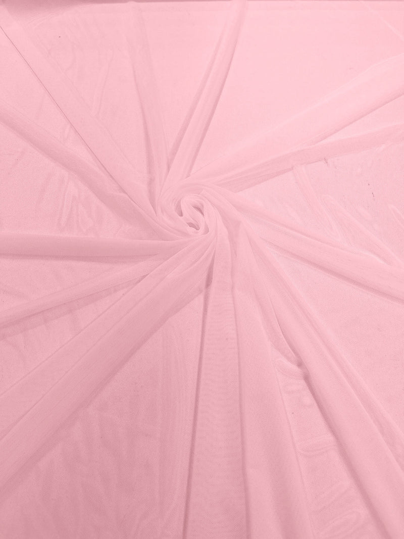 Pink 60" Wide Solid Stretch Power Mesh Fabric Spandex/ Sheer See-Though/Sold By The Yard.