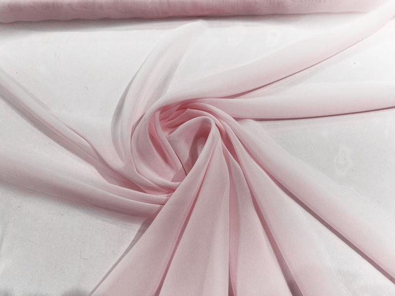 Pink 58" Wide 100% Polyester Soft Light Weight, See Through Chiffon Fabric ByTheYard.