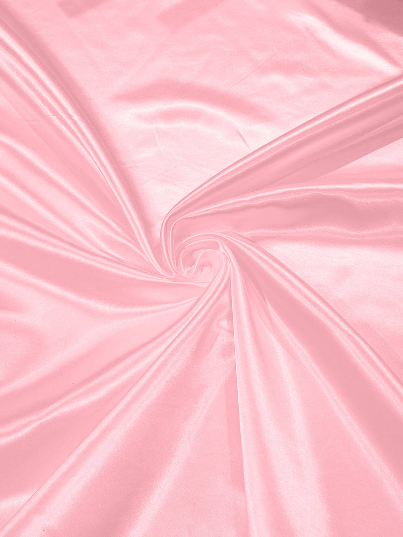 Pink - Heavy Shiny Bridal Satin Fabric for Wedding Dress, 60"inches Wide SoldByTheYard.