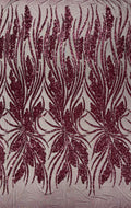 Feather damask shiny sequin design on a 4 way stretch mesh Fabric-sold by The yard.