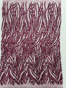 Vine/Root Sequin 4 Way Stretch Mesh Fabric, by The Yard.