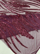 Feather damask shiny sequin design on a 4 way stretch mesh Fabric-sold by The yard.
