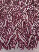 Vine/Root Sequin 4 Way Stretch Mesh Fabric, by The Yard.