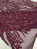 Vine/Root Sequin 4 Way Stretch Mesh Fabric, by The Yard.