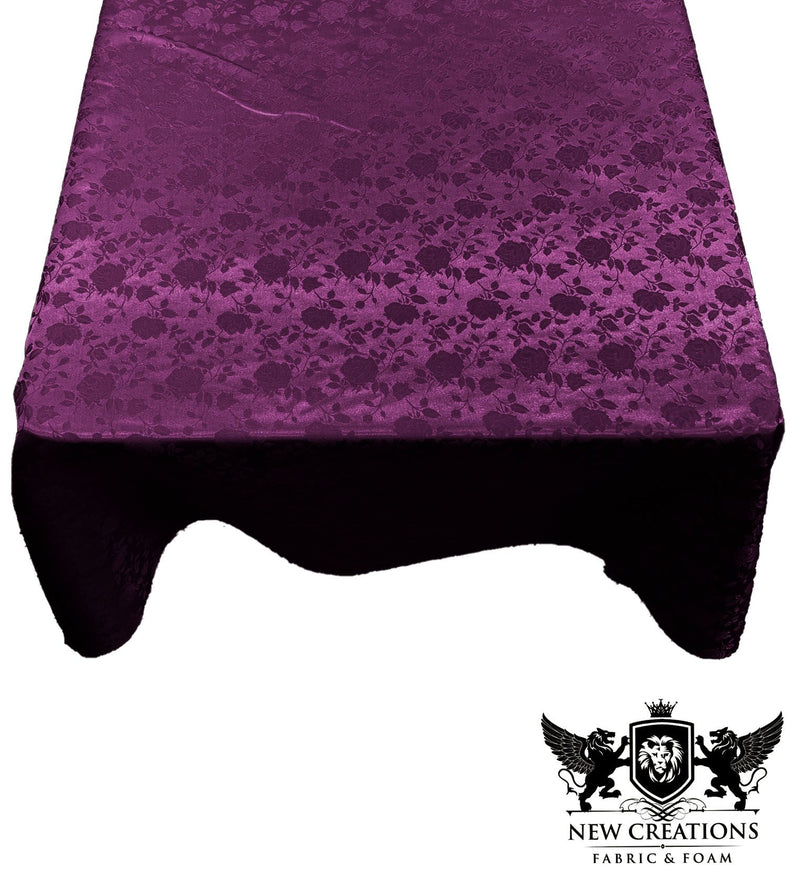 Square Tablecloth Roses Jacquard Satin Overlay for Small Coffee Table Seamless. (51" Inches x 51" Inches)