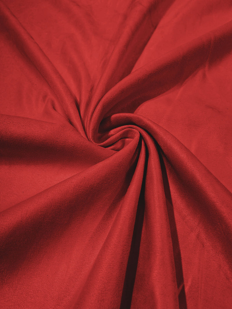 Pucci Red Faux Suede Polyester Fabric | Microsuede | 58" Wide | Upholstery Weight, Tablecloth, Bags, Pouches, Cosplay, Costume|