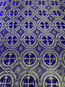 METALLIC CROSS JACQUARD SATIN FABRIC (by the yard)