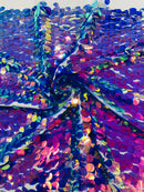 JUMBO OVAL SEQUINS ON MESH FABRIC (By The Yard)