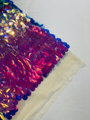 JUMBO OVAL SEQUINS ON MESH FABRIC (By The Yard)