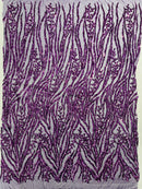 Vine/Root Sequin 4 Way Stretch Mesh Fabric, by The Yard.