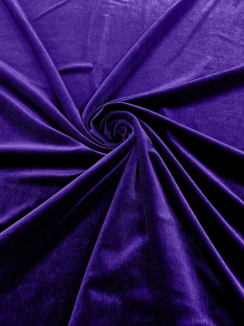 Purple Solid Stretch Velvet Fabric  58/59" Wide 90% Polyester/10% Spandex By The Yard.
