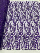 Feather and Vine Beaded Lace Fabric, by The Yard