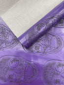 Skull Embossed Fake Leather Upholstery, 3D Faux Leather PVC Vinyl Fabric.