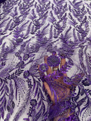 Feather and Vine Beaded Lace Fabric, by The Yard