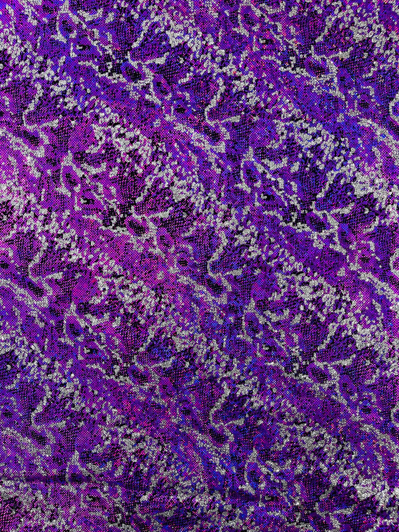 Snake Design Shattered Glass Nylon Spandex Fabric, 4-Way Stretch, by The Yard.
