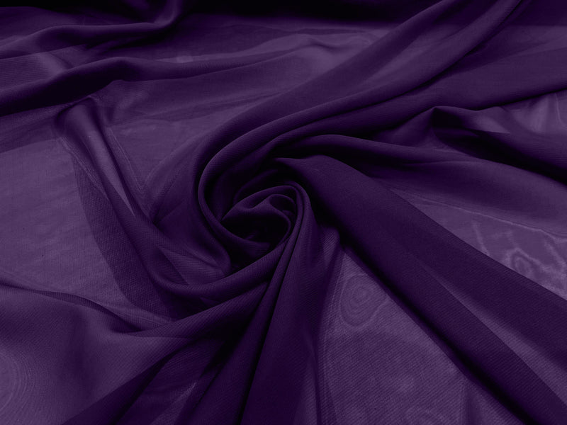 Purple 58" Wide 100% Polyester Soft Light Weight, See Through Chiffon Fabric ByTheYard.