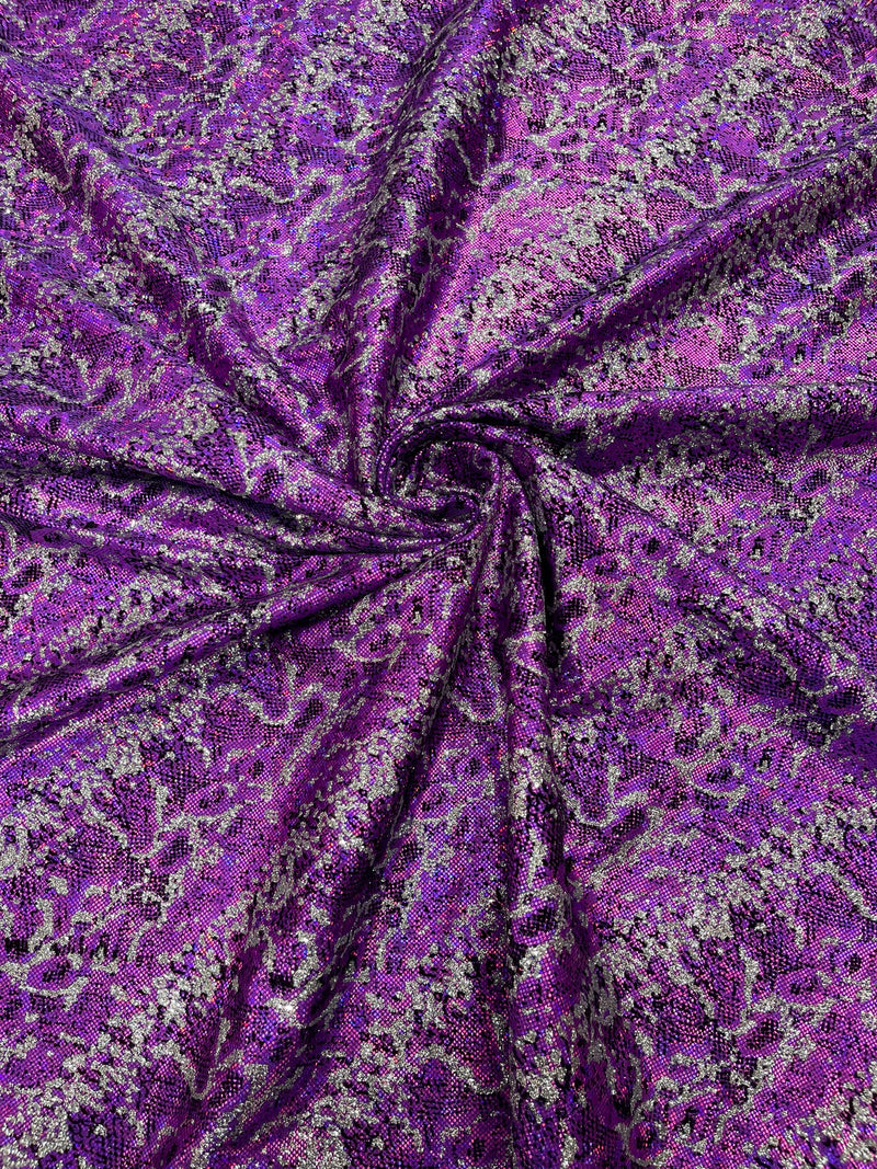 Snake Design Shattered Glass Nylon Spandex Fabric, 4-Way Stretch, by The Yard.