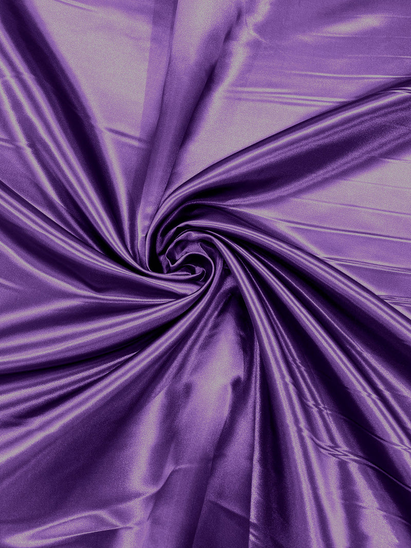 Purple - Heavy Shiny Bridal Satin Fabric for Wedding Dress, 60"inches Wide SoldByTheYard.