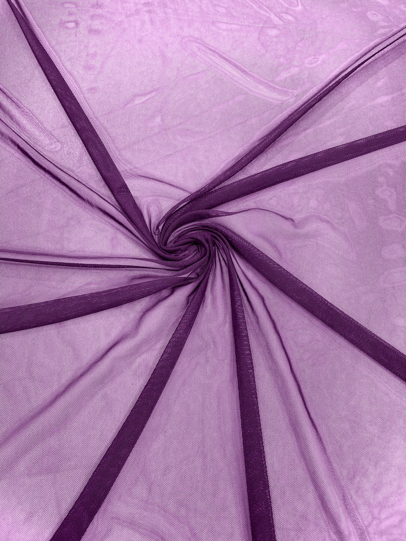 Purple 60" Wide Solid Stretch Power Mesh Fabric Spandex/ Sheer See-Though/Sold By The Yard.