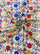 Oaxaca multi color Mexican Sarape floral design embroider mesh lace-sold by the yard.