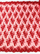 GORGEUS BEADED LACE ON MESH FABRIC (By The Yard)