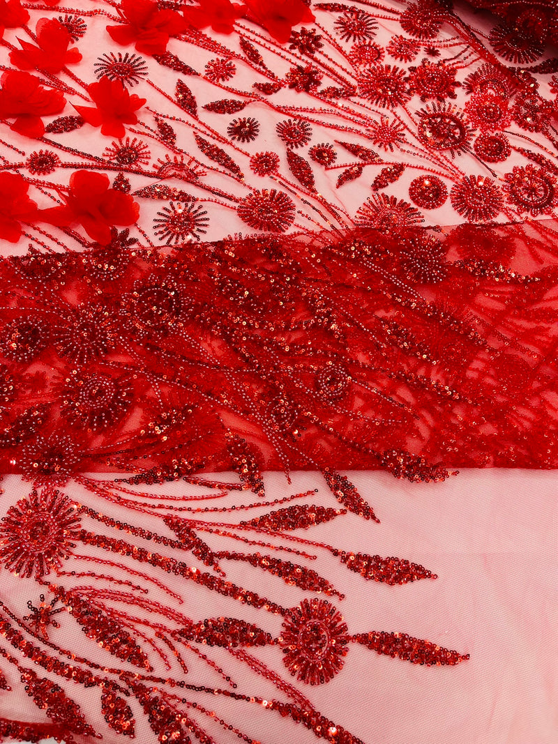 Luxury 3D Floral/Butterfly Beaded lace, by The Yard.